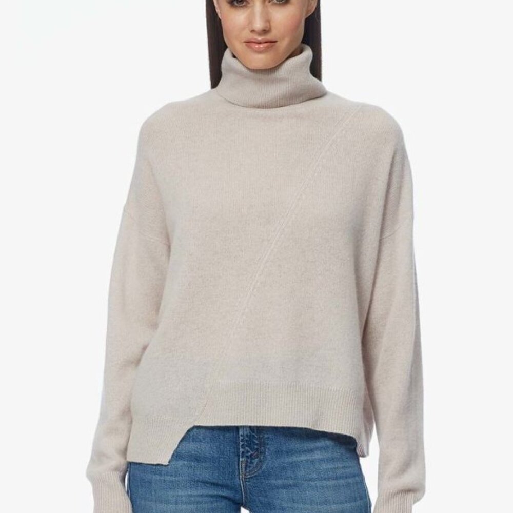 360 Cashmere Christine Cashmere Turtleneck Asymmetric Sweater in Oatmeal